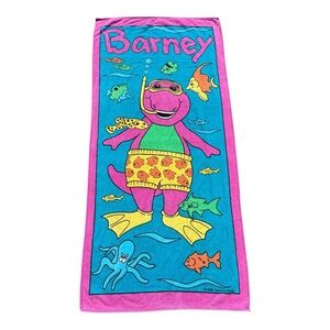 Vintage 1992 Barney Snorkel Swimming Beach Towel Fish Ocean Lyons Group